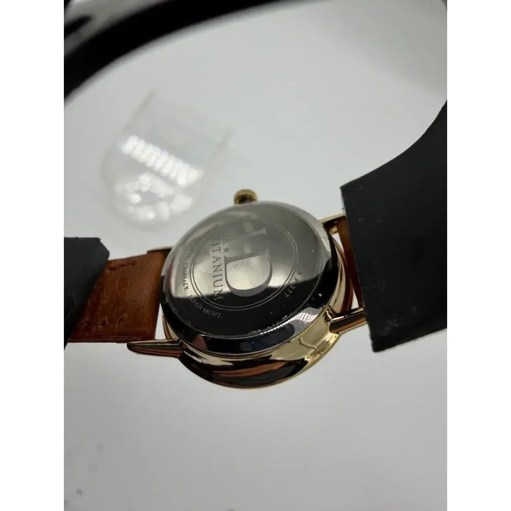 ID Titanium Watch Women Silver Gold Stainless Brown Leather Blue Purple Quartz